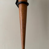 Large 2 Piece Vintage Modernist Iron and Wooden Candle Holders