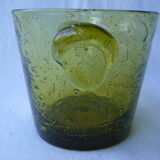 Vintage bubbled glass Biot ice bucket