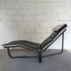 Scandinavian long chair design Ingmar und Knut Relling black leather 70s