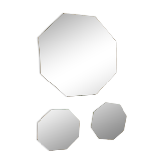 Centerpiece and two coasters in old beveled mirror, art deco