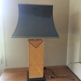 Vintage straw marquetry lamp