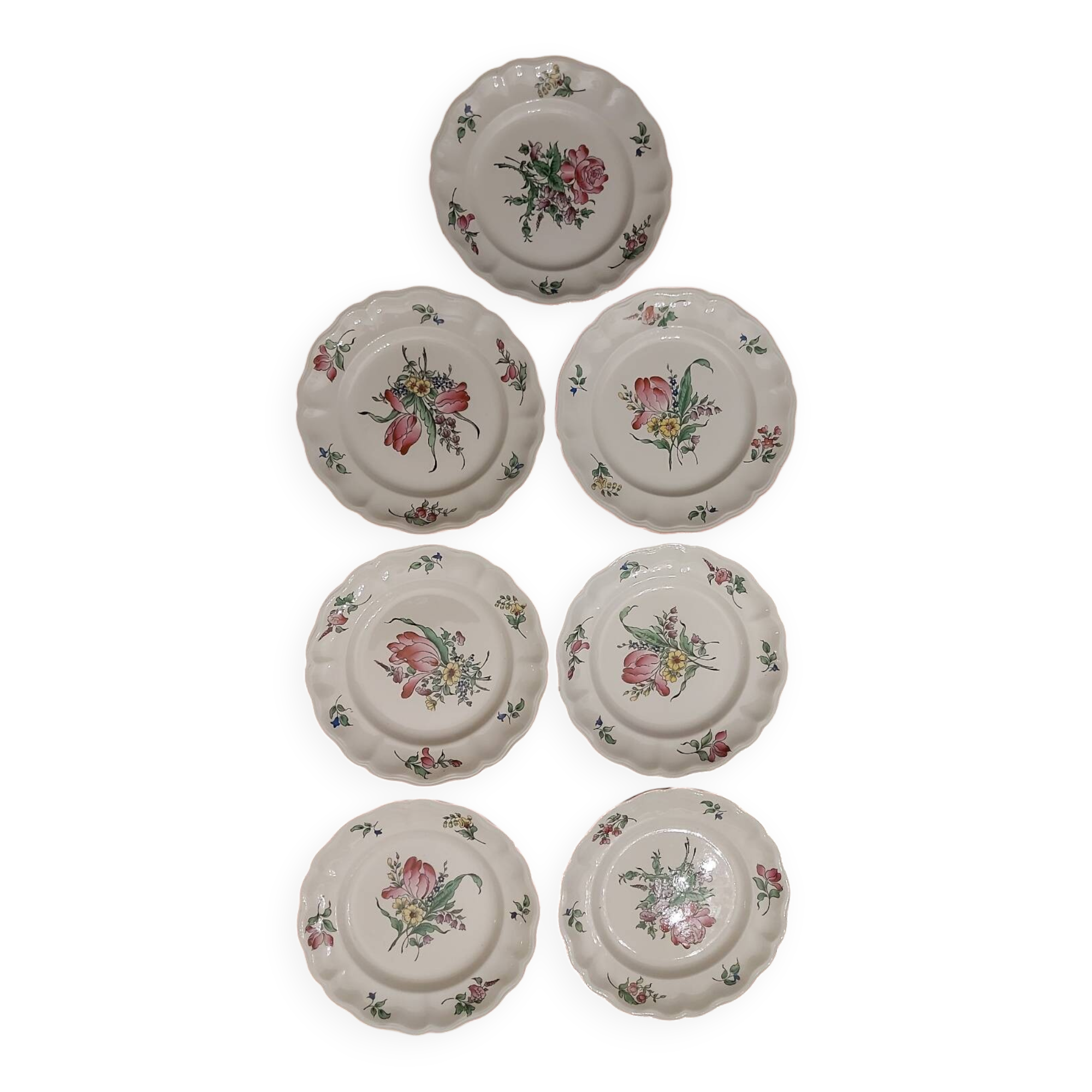 Lunéville earthenware, flat plates, Ket G, Reverbere