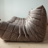 3-seater sofa, armchair and ottoman Togo velvet sofa designed by Michel Ducaroy 1973