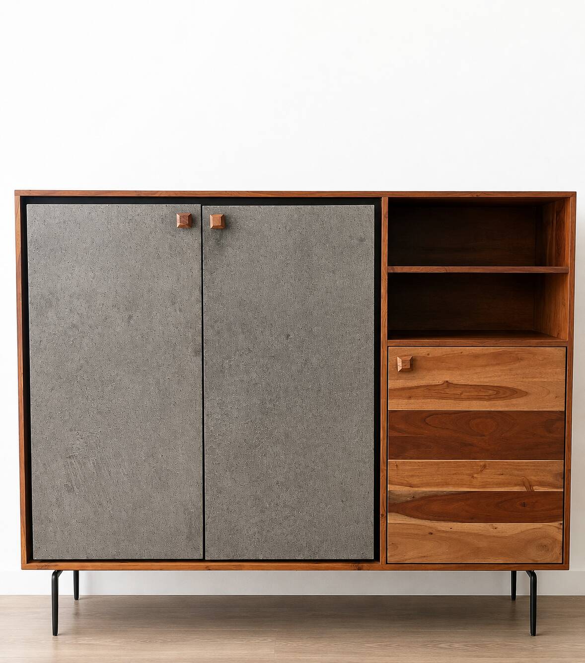 Acacia wood sideboard