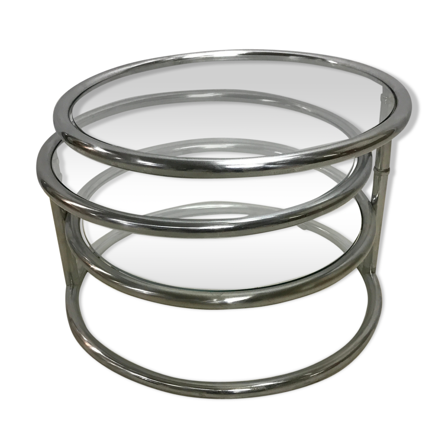 Round coffee table 3 vintage trays