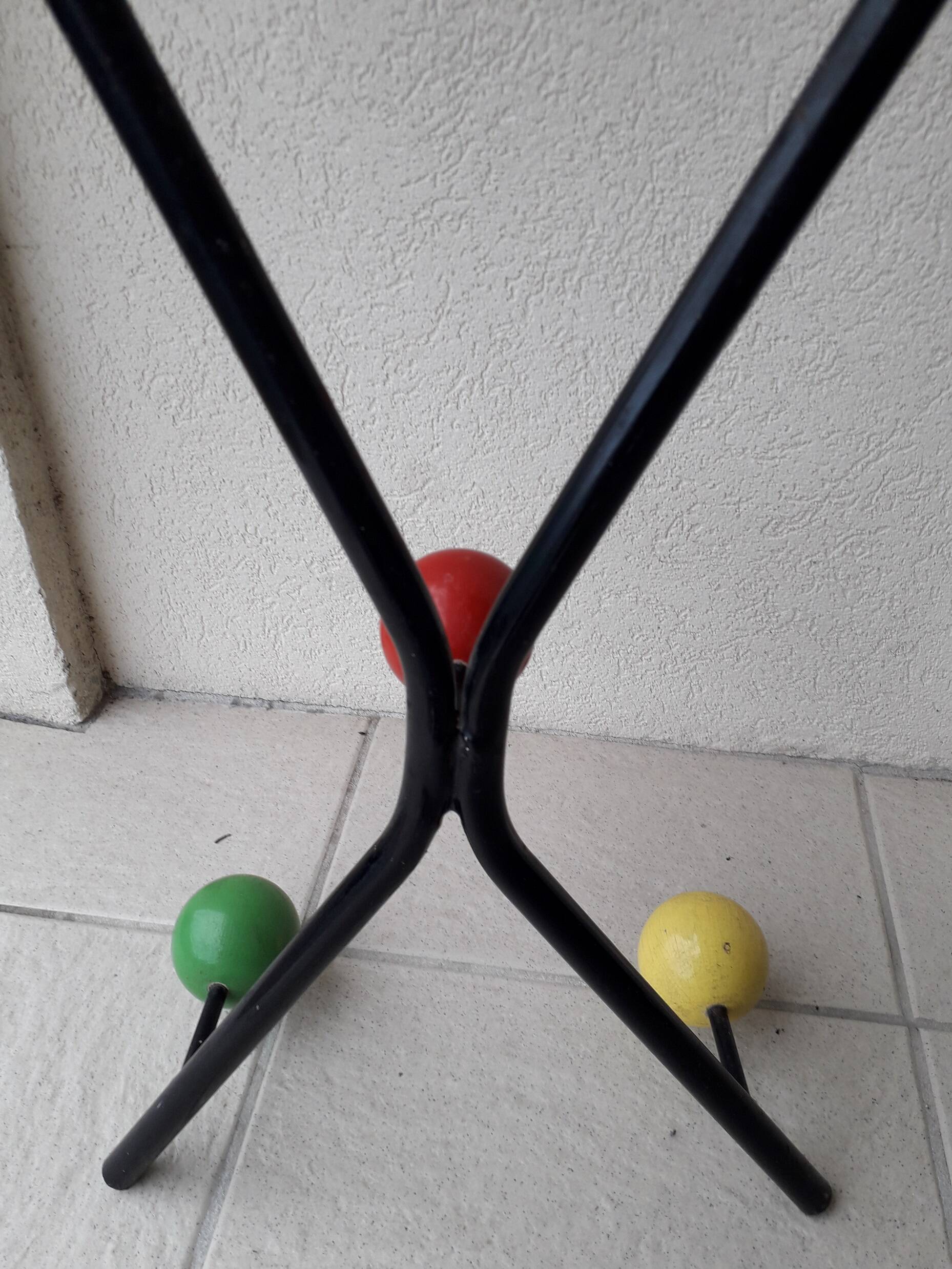 Metal and wood coat rack