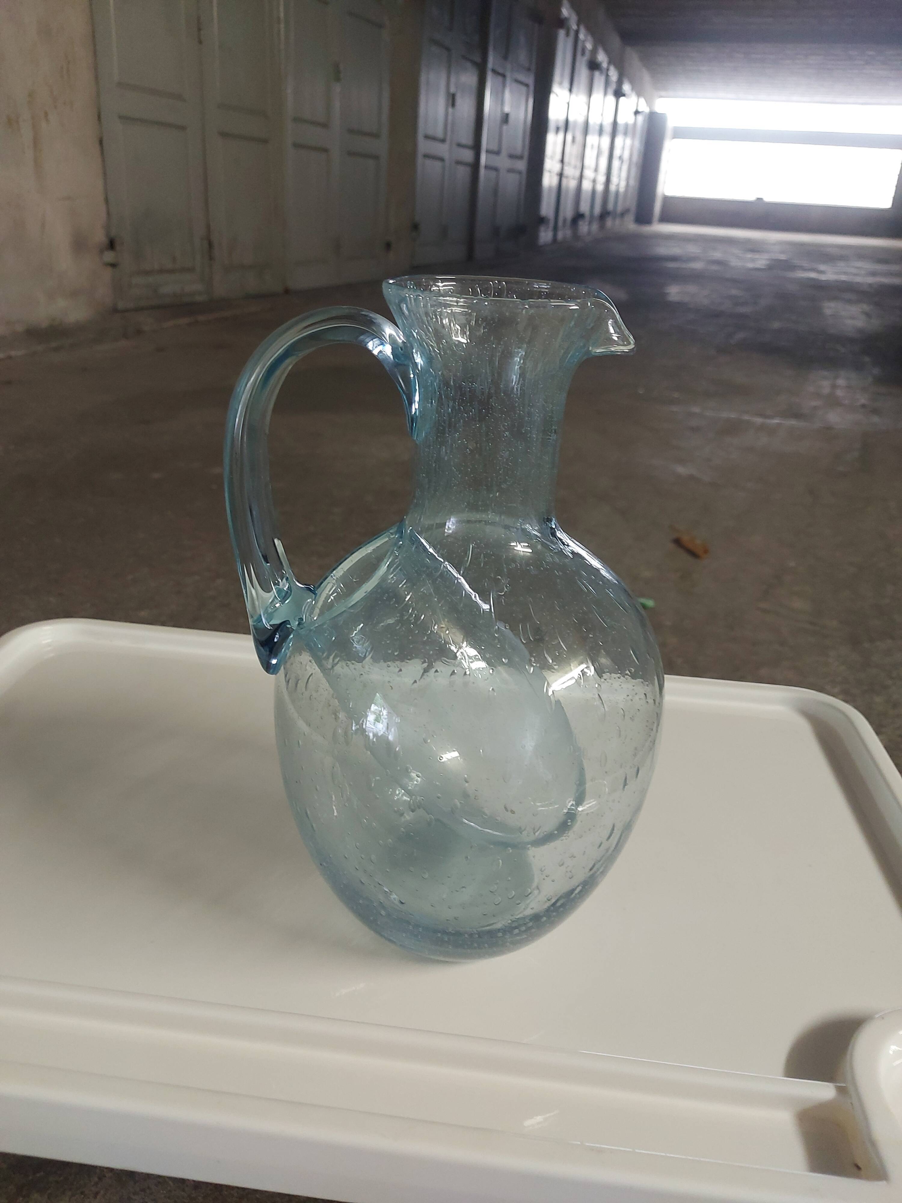 Biot blown glass decanter with ice cube tank