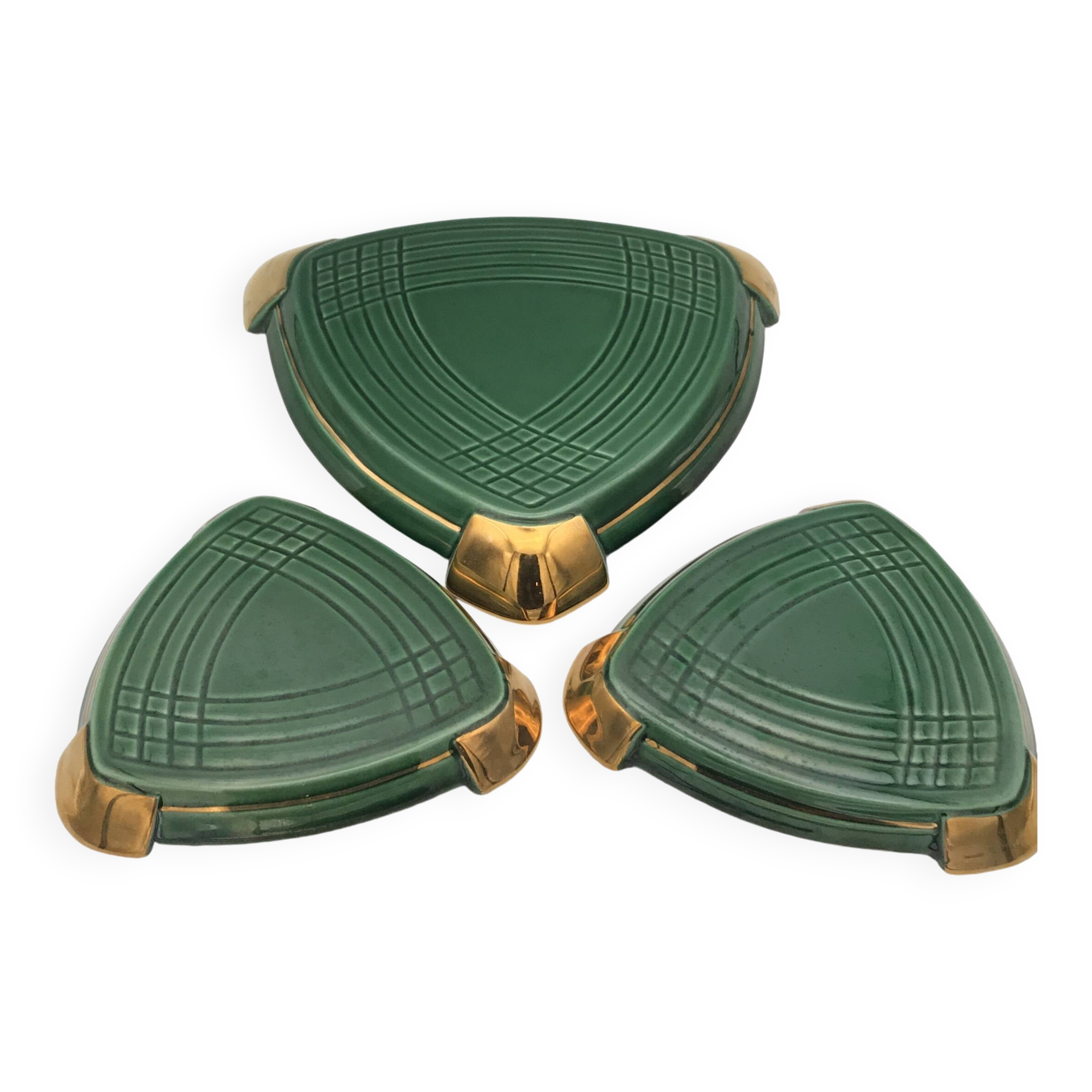 Ensemble de 3 DESSOUS de PLAT Et de Bouteilles en Céramique d’Art de Poët Laval