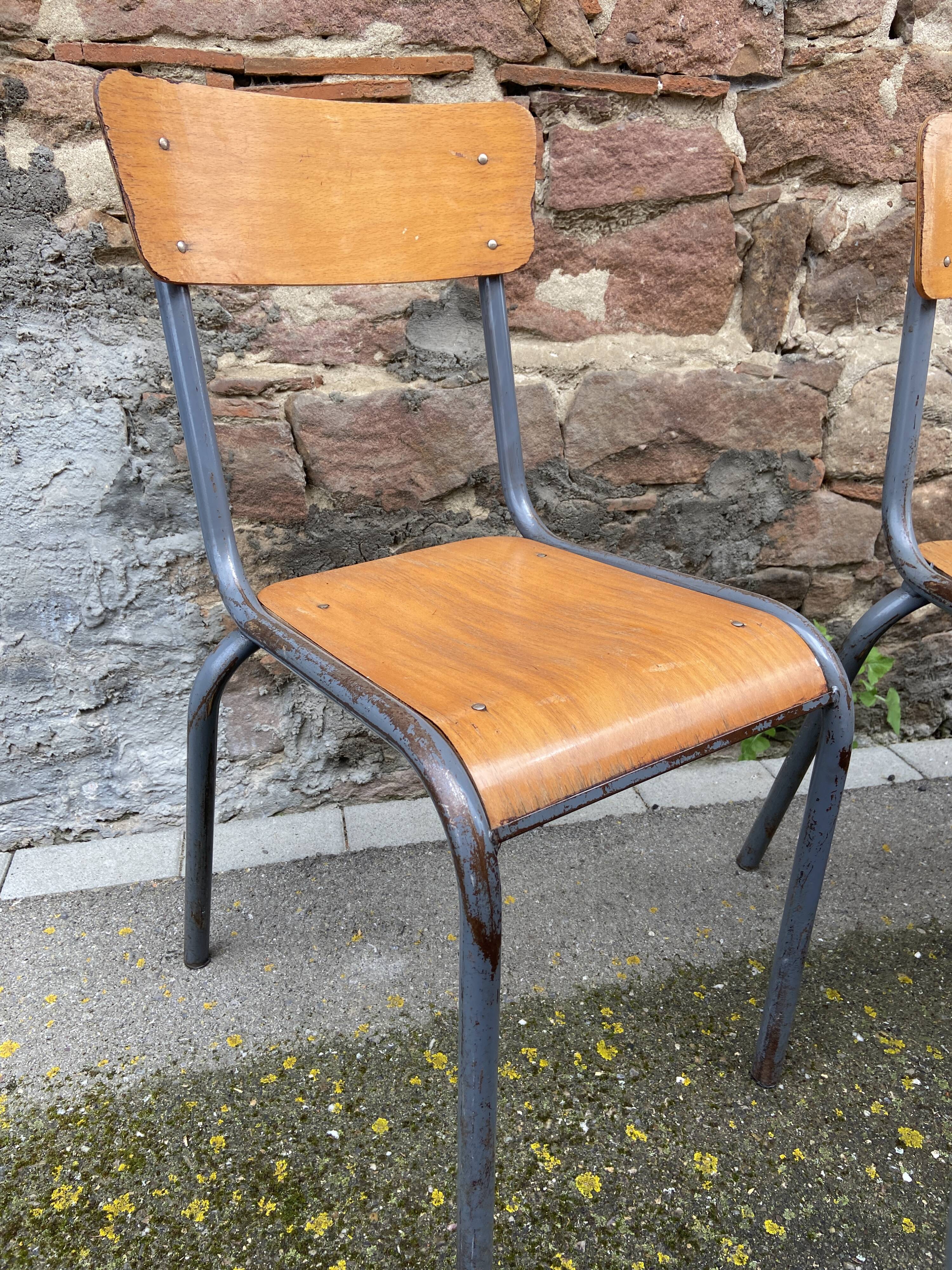 8 vintage industrial school chairs for communities mullca delagrave tube & wood french school chair
