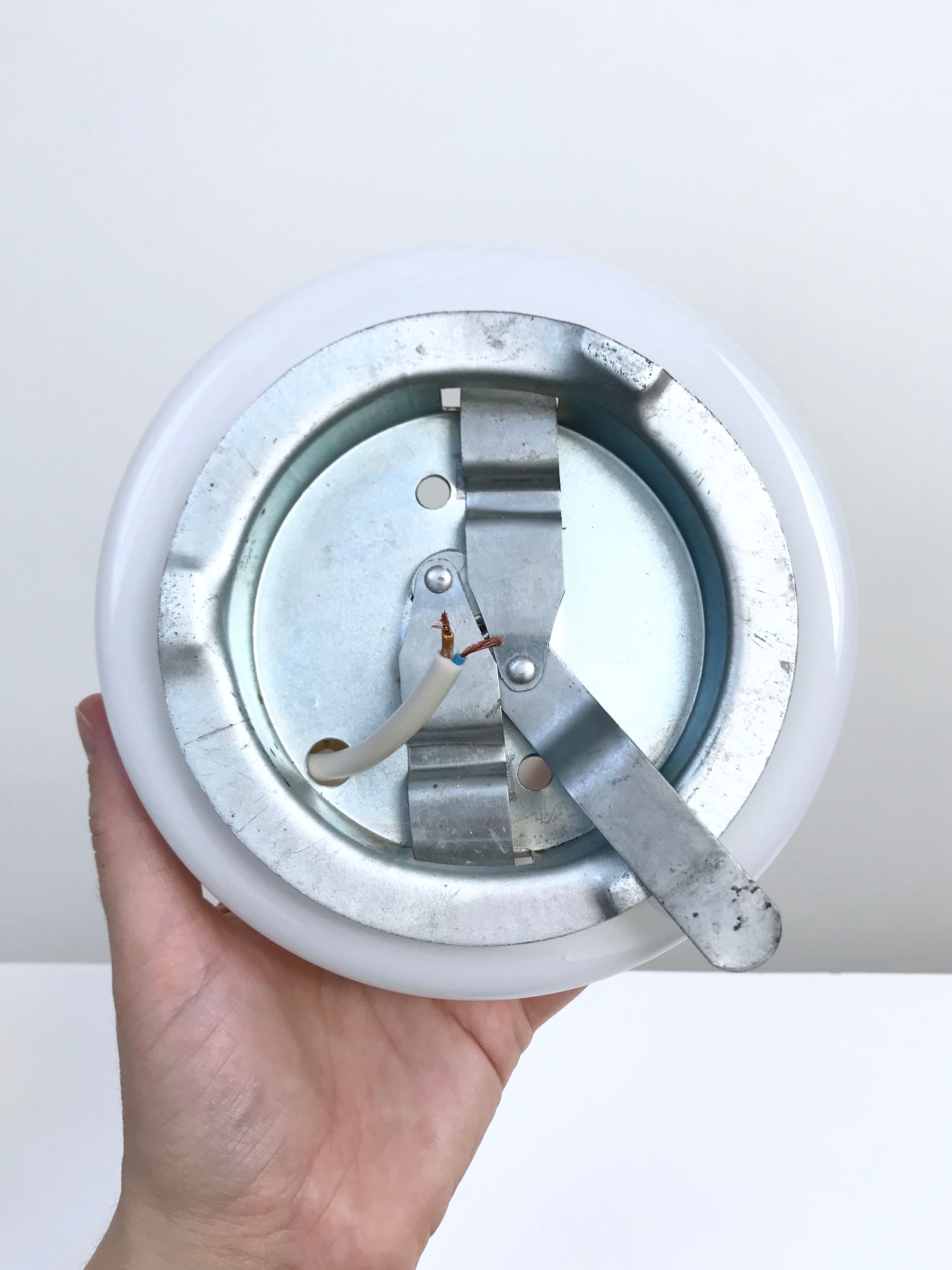 Lot of two wall lights in opaline, 1950