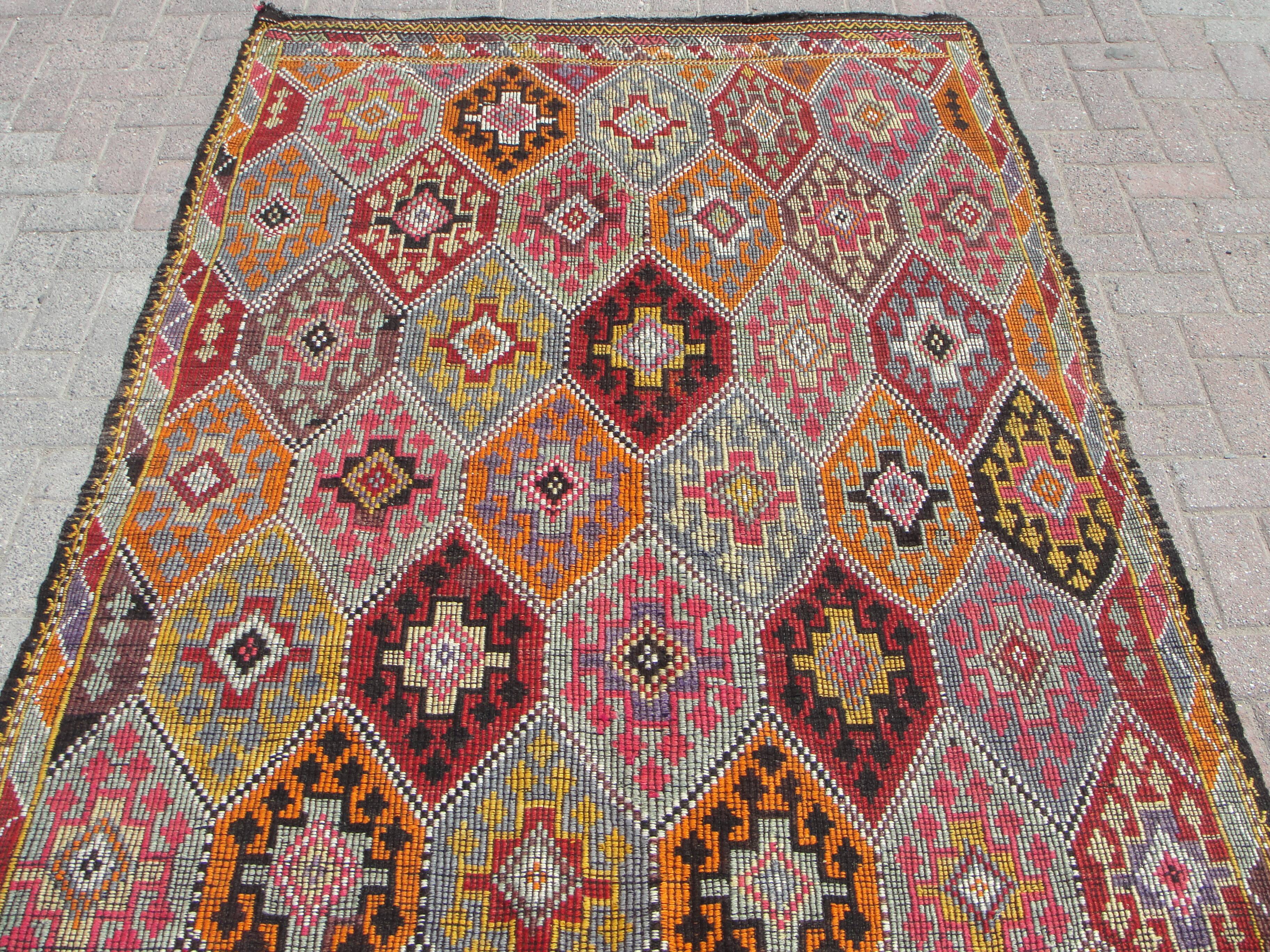 Large Kilim Rug, Vintage Rug, Home Decor rug, Turkish Kilim