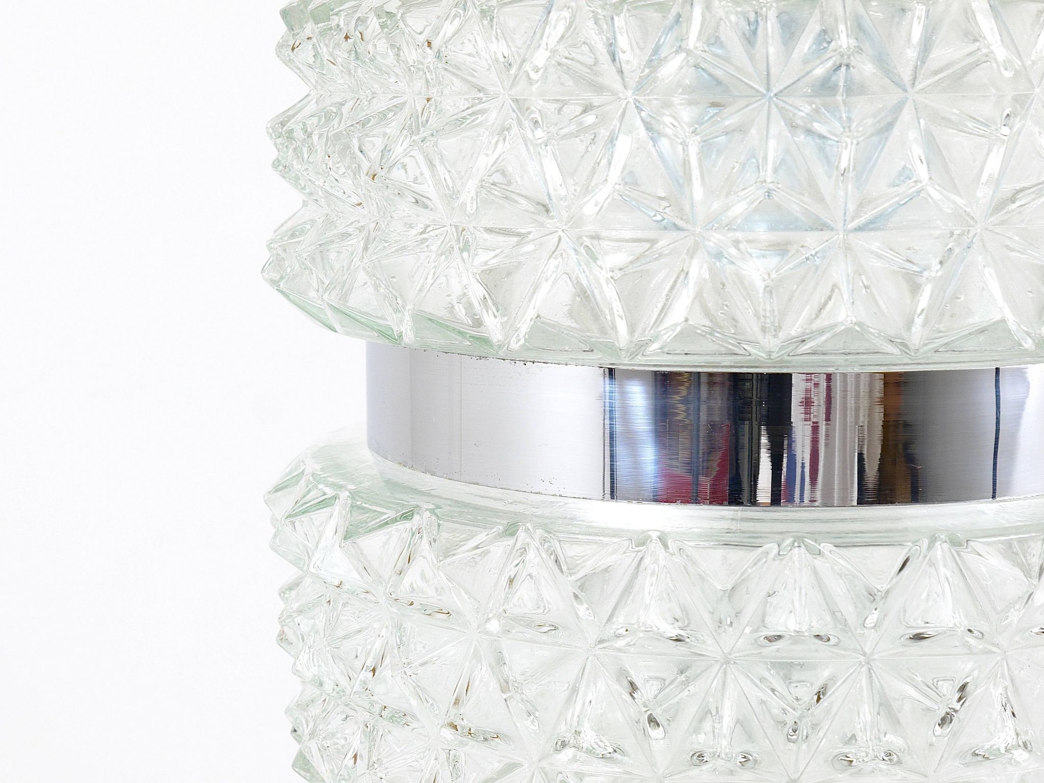 Faceted glass suspension light in chrome style by Karl Fagerlund from the 1960s.