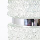 Faceted glass suspension light in chrome style by Karl Fagerlund from the 1960s.