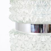 Faceted glass suspension light in chrome style by Karl Fagerlund from the 1960s.