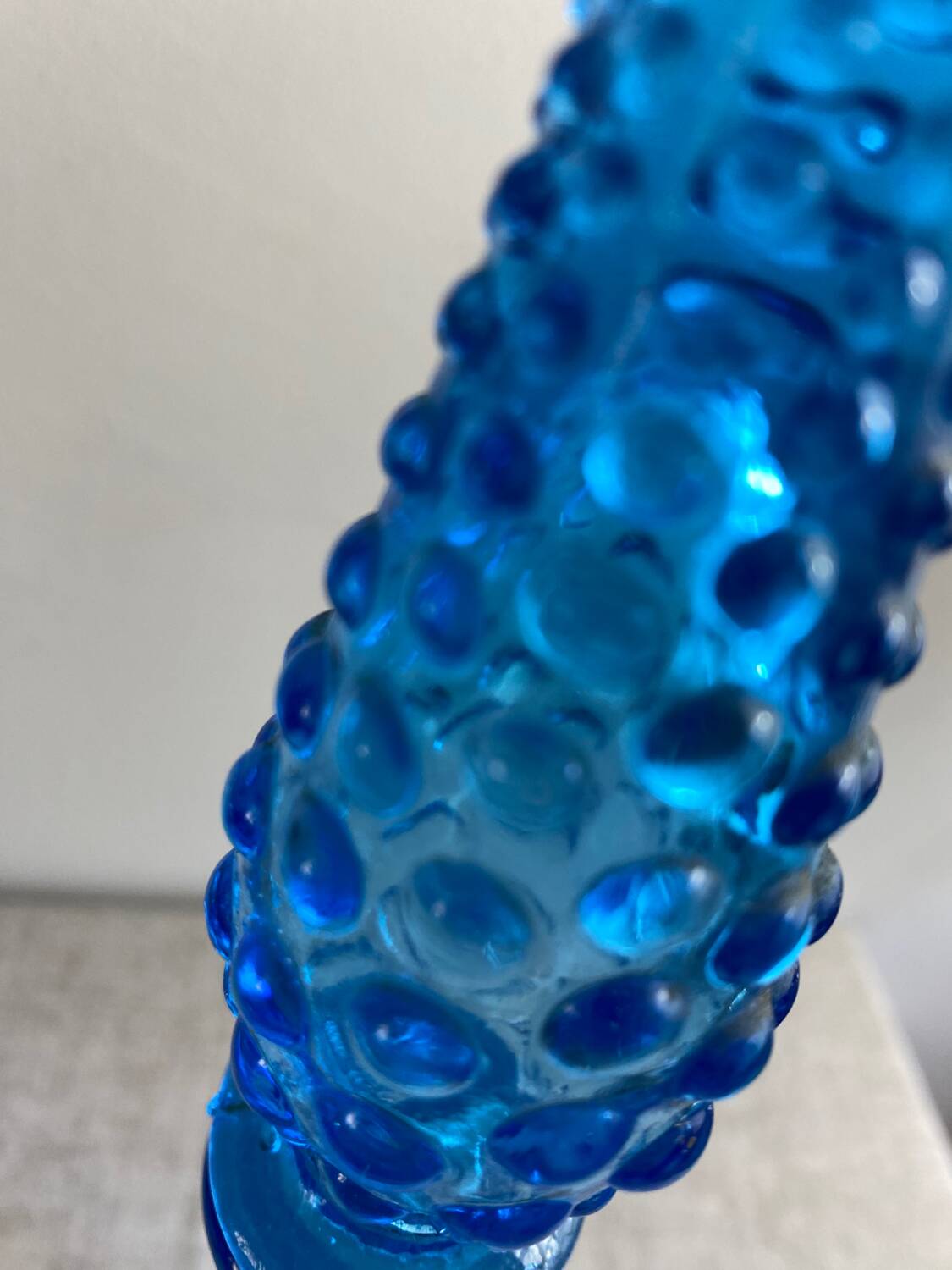 Turquoise blue employment glass carafe