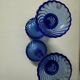 Pair of vintage cobalt blue twisted glass candlesticks h 24.5 cm