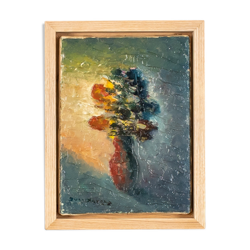 Expressionistic still life with flowers, oil on canvas, 20 x 26cm