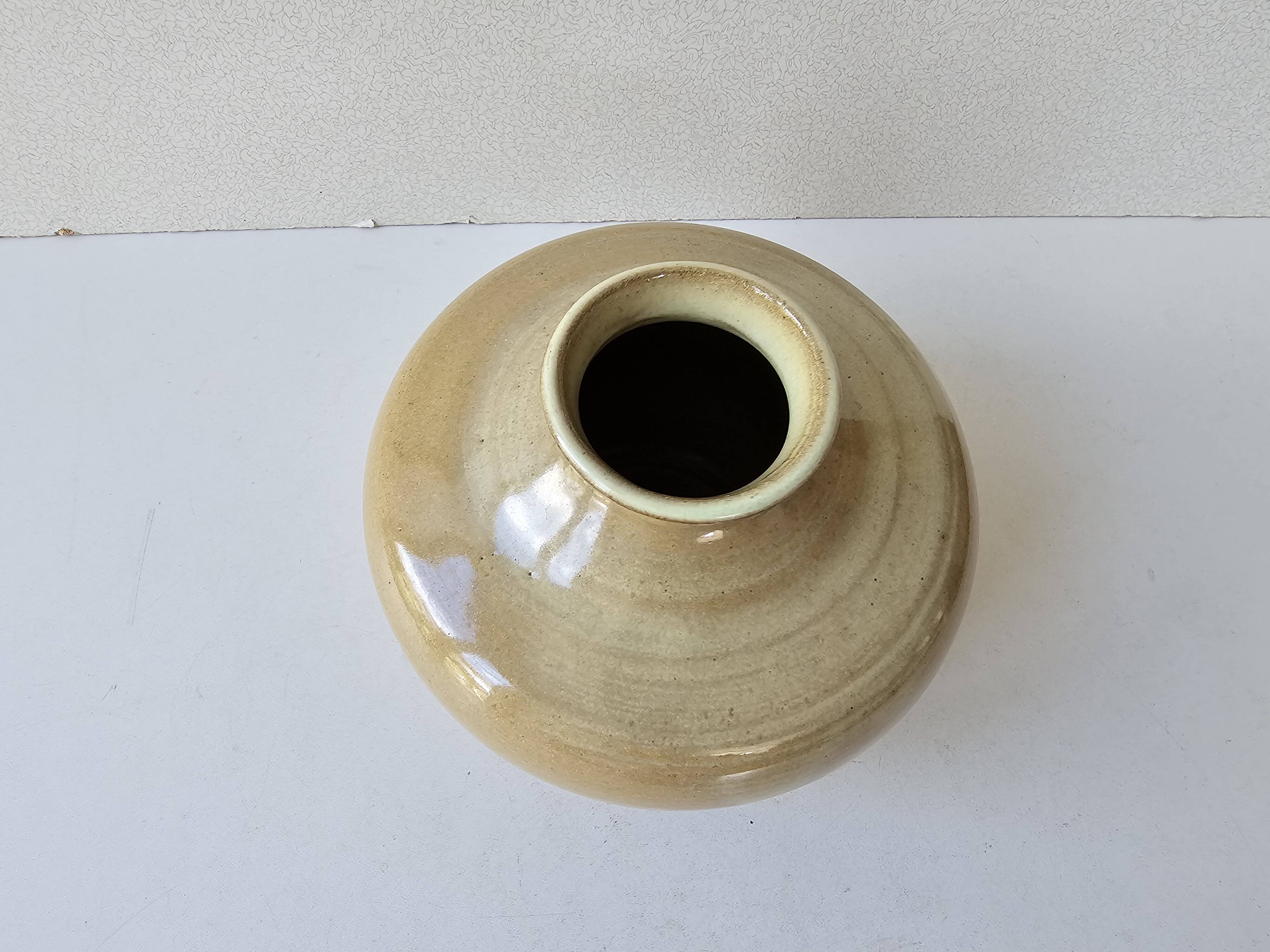 Ceramic stoneware ball vase signed (signature to be identified)