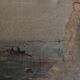 Painting oil on canvas seascape with castle
