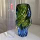 Twisted Sommerso art glass vase, Czech bohemian, 1970s, blue-green.