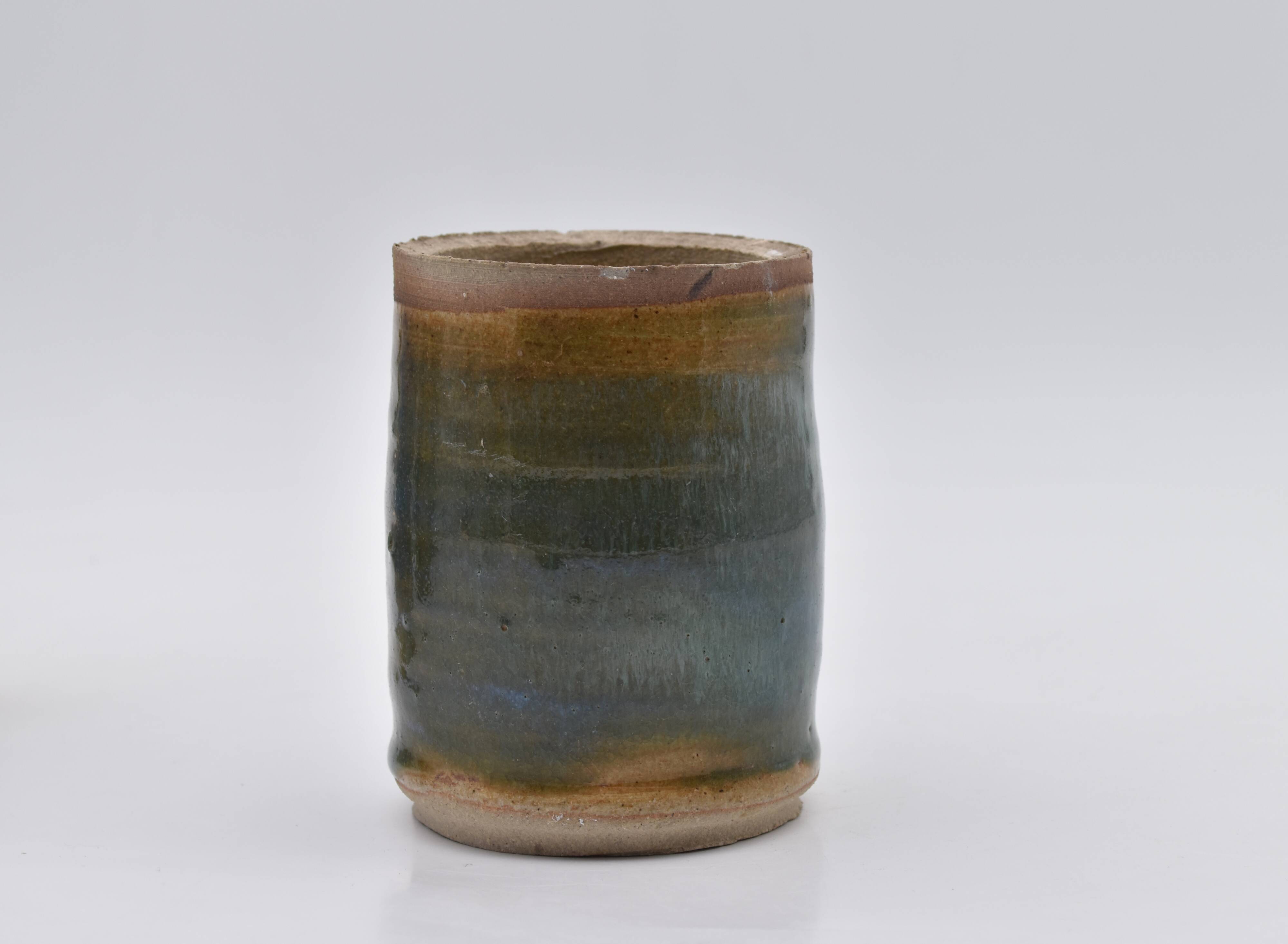 Lot of 3 vases blue enamel sandstone