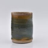 Lot de 3 vases grès émail bleu