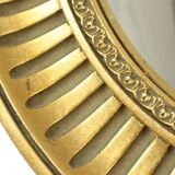Large Round Wooden Butler Mirror Convex Mirror Witches Eye Gold