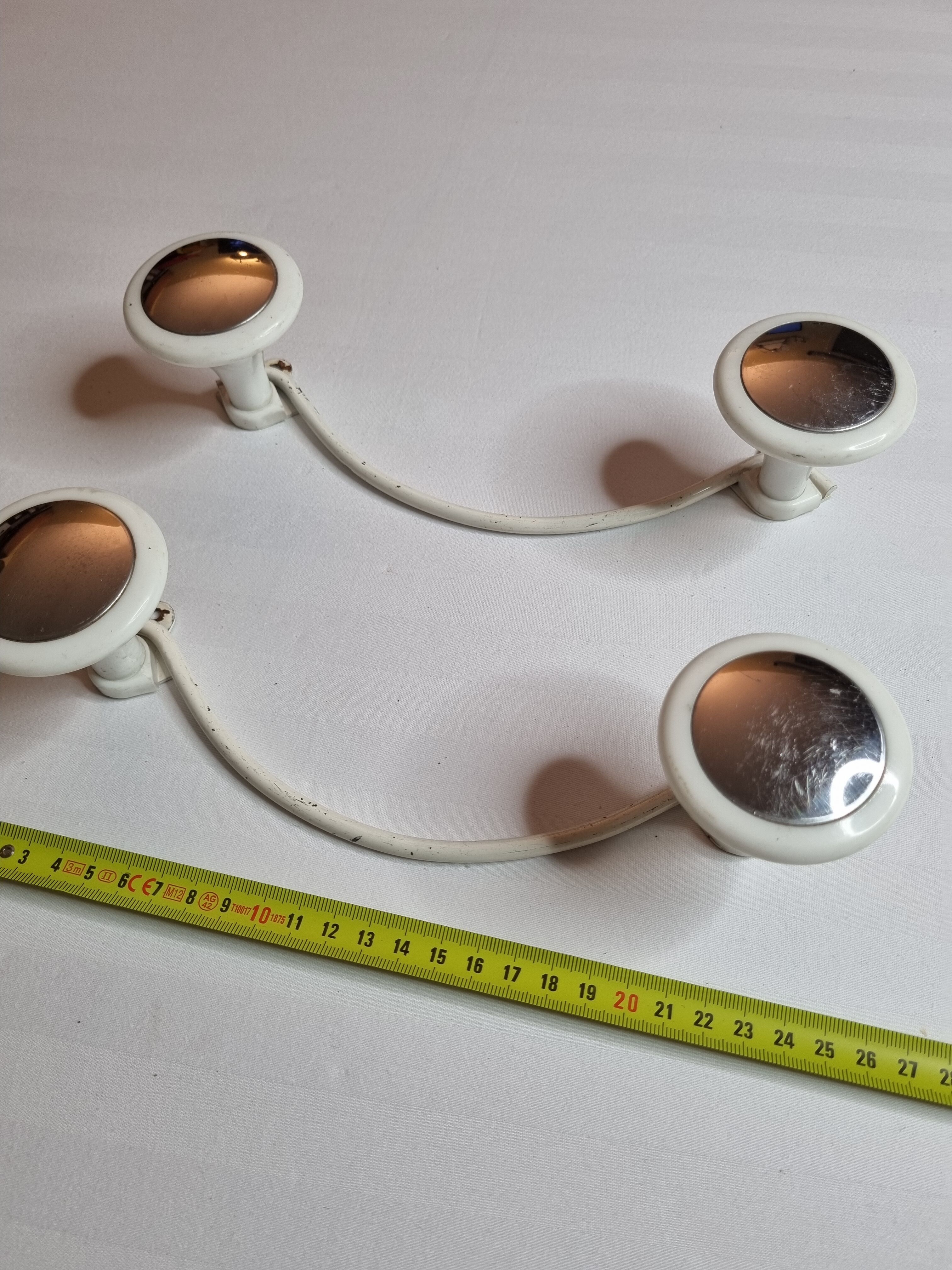 Pair of vintage, white and silver coat racks, 60s