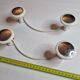 Pair of vintage coat hooks, white and silver, 1960s.