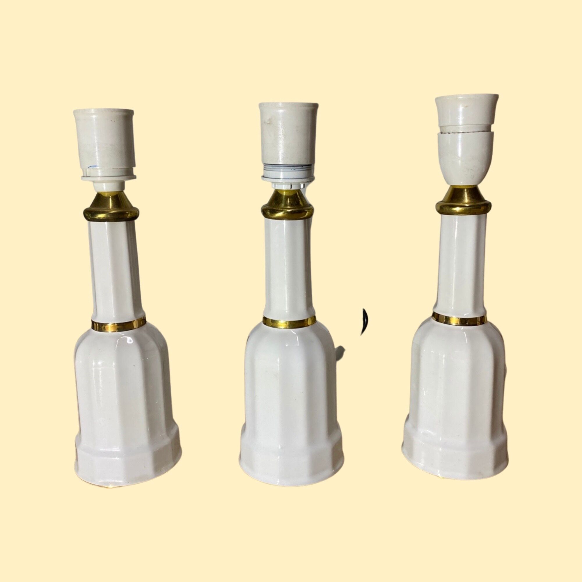 Vintage Søholm Table Lamps White/Gold | SOHOLM Denmark Ceramic Table Lamp | Retro Danish Design