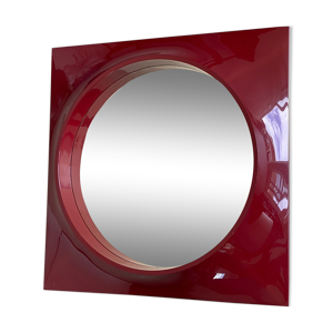 Miroir rouge space age bordeaux - carré - design plastique miroir mural op art
