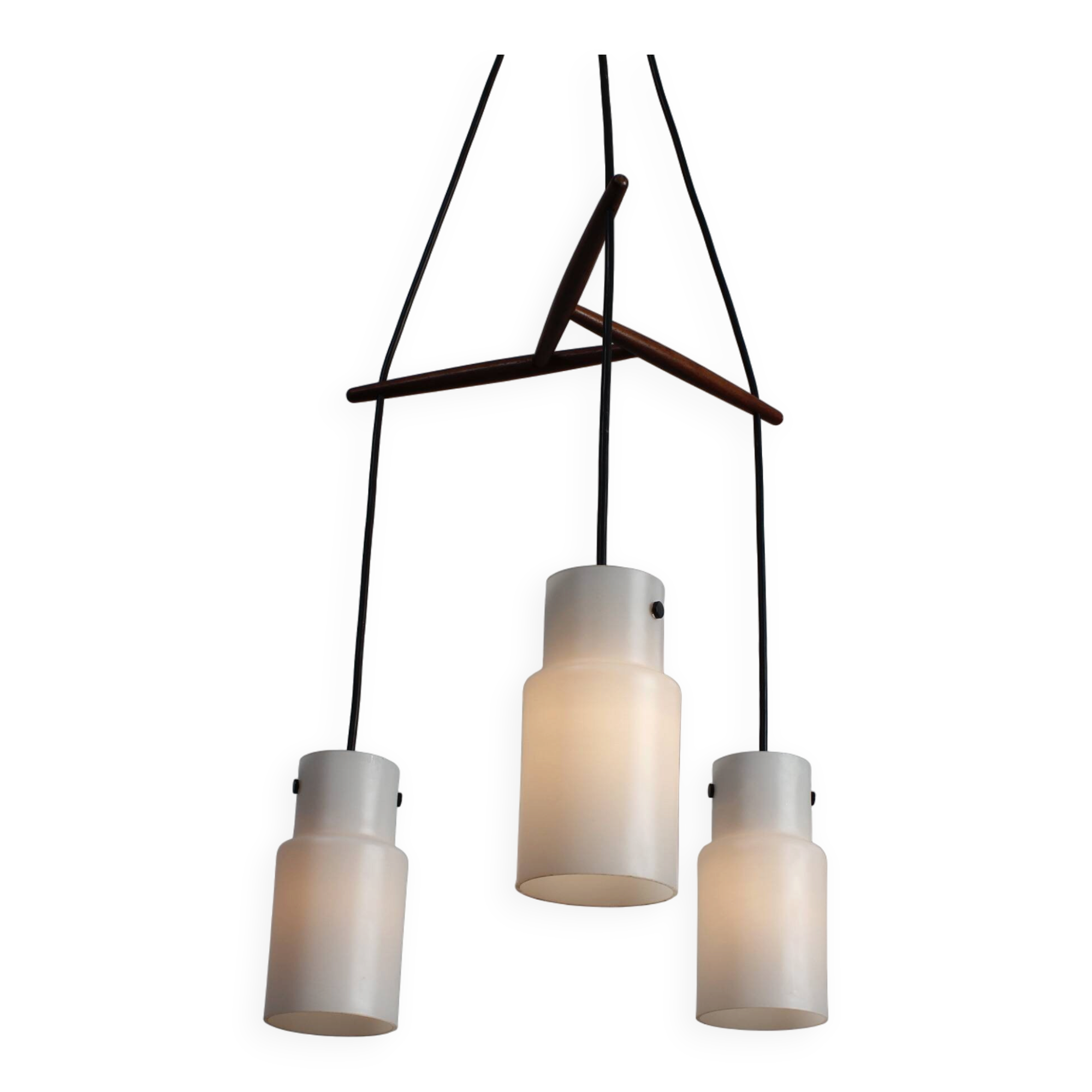 Three-flame Danish ceiling lamp teak vintage
