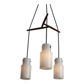 Three-flame Danish ceiling lamp teak vintage
