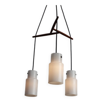 Three-flame Danish ceiling lamp teak vintage