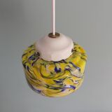 Multicolored veined opaline pendant lamp, 60s