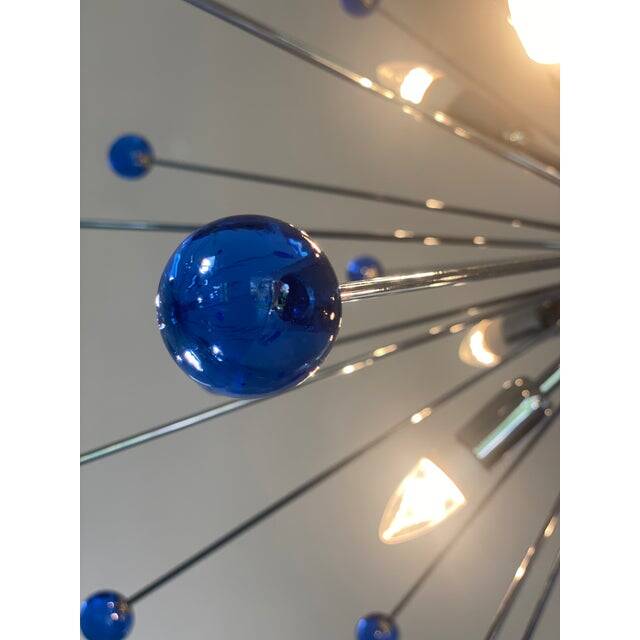 Contemporary blue “star” murano glass sputnik chandelier
