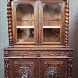 Buffet library two-body antique carved wooden.