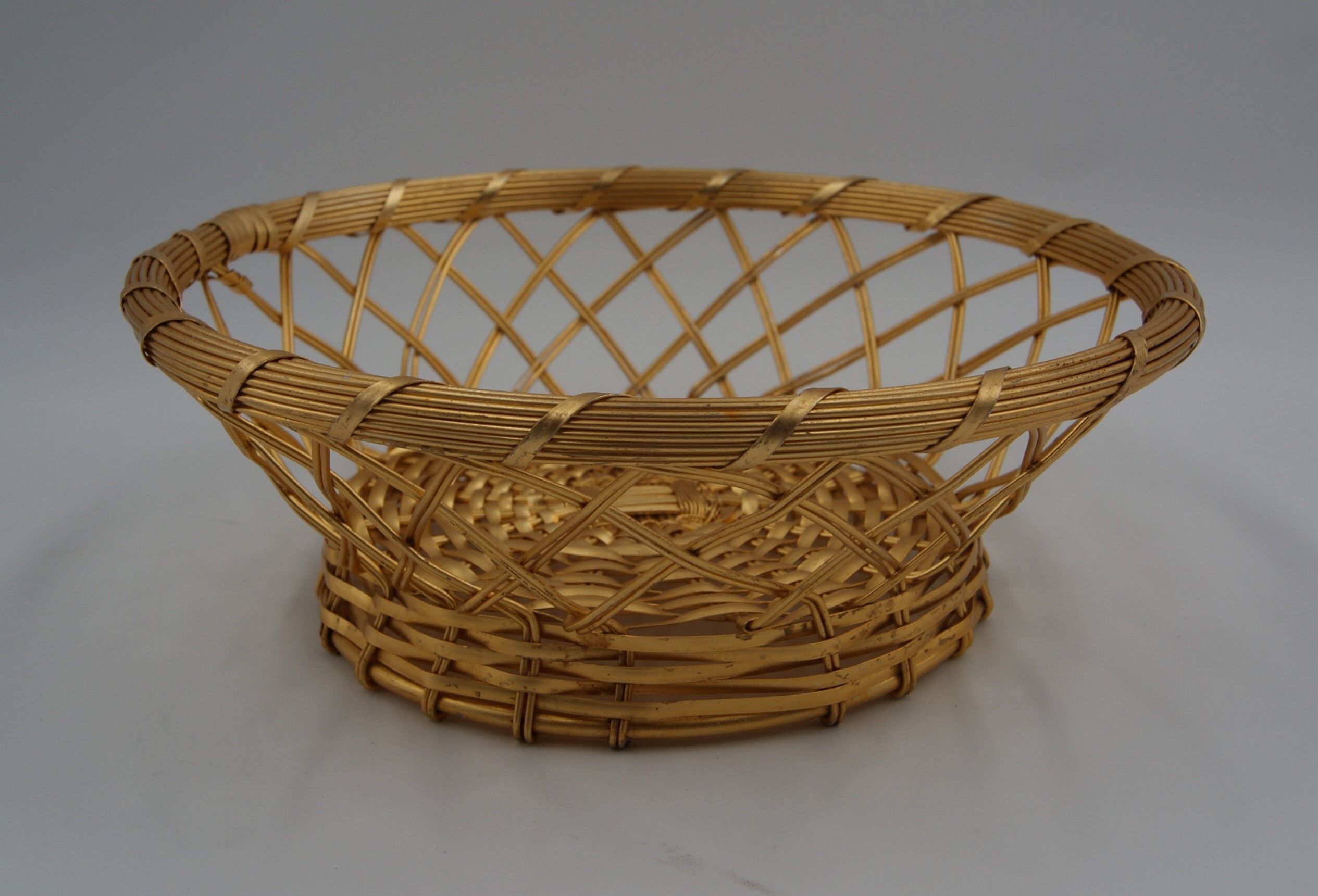 Vintage braided metal wire basket