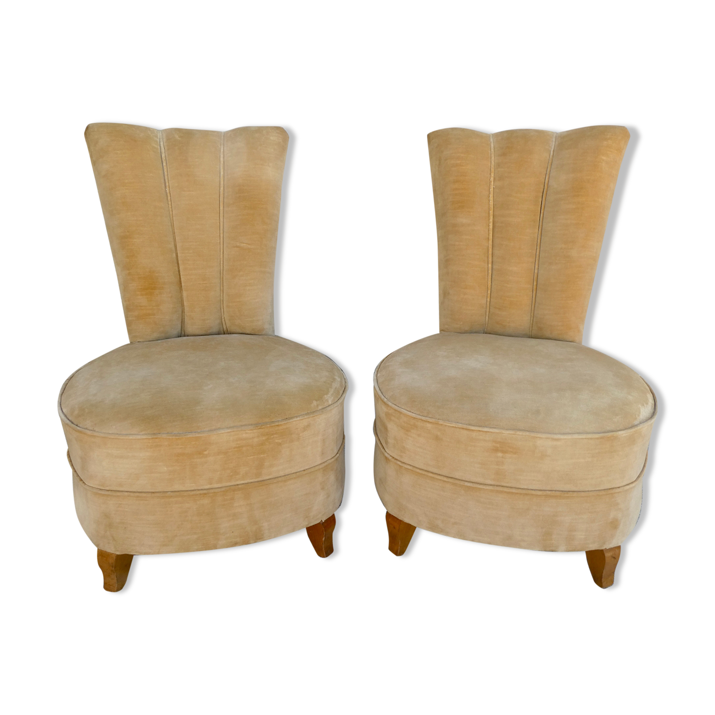 Paire de chauffeuses art deco en velours