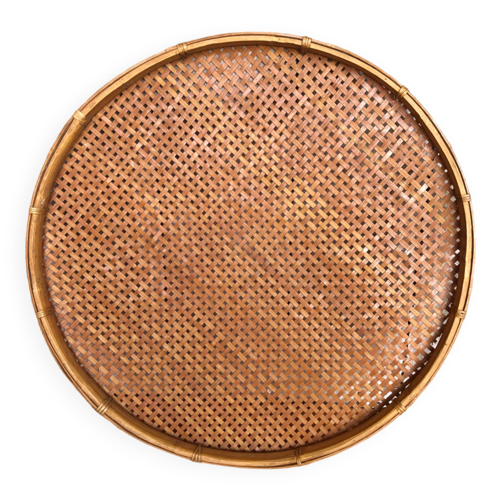 Old vintage braided wicker sieve