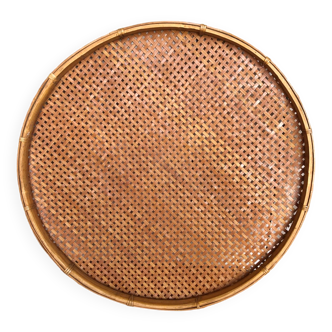 Old vintage braided wicker sieve