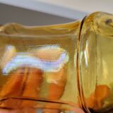 4 verres à orangeade vintage en verre jaune en forme de bambou