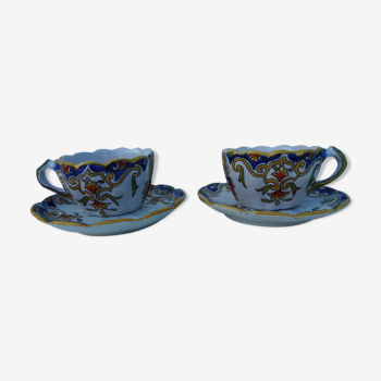 Two cups of earthenware "Rouen"