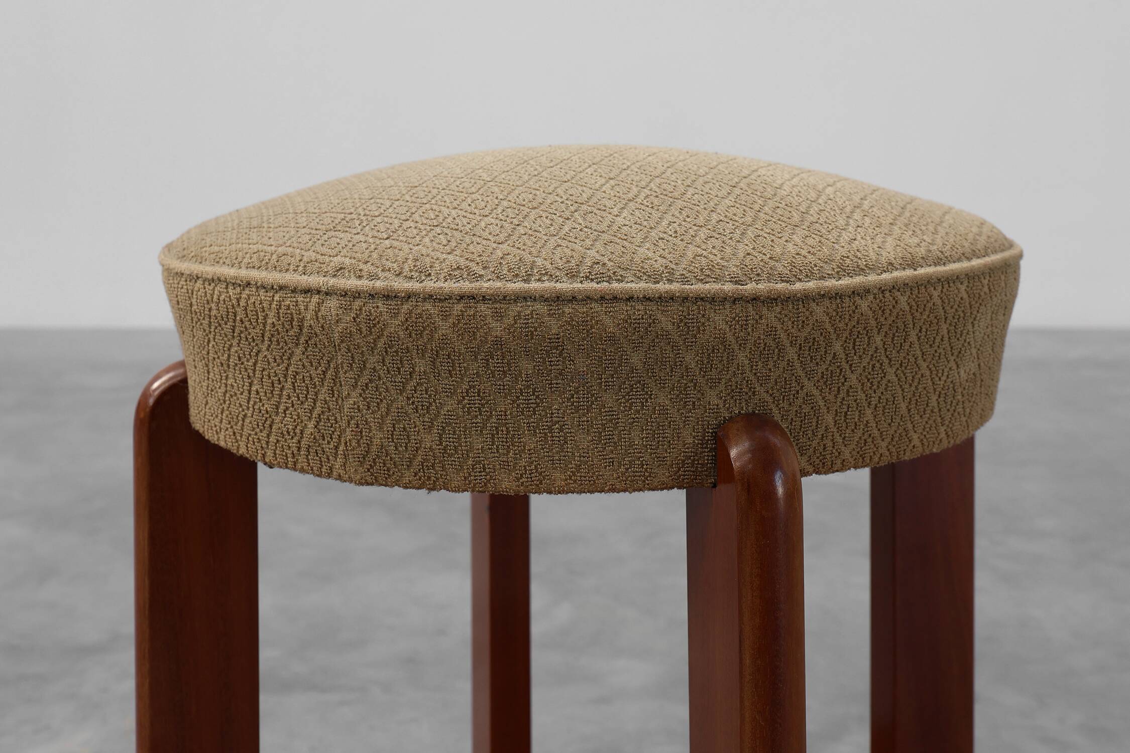 Art Deco stool in wood with original fabric, France ca. 1920
