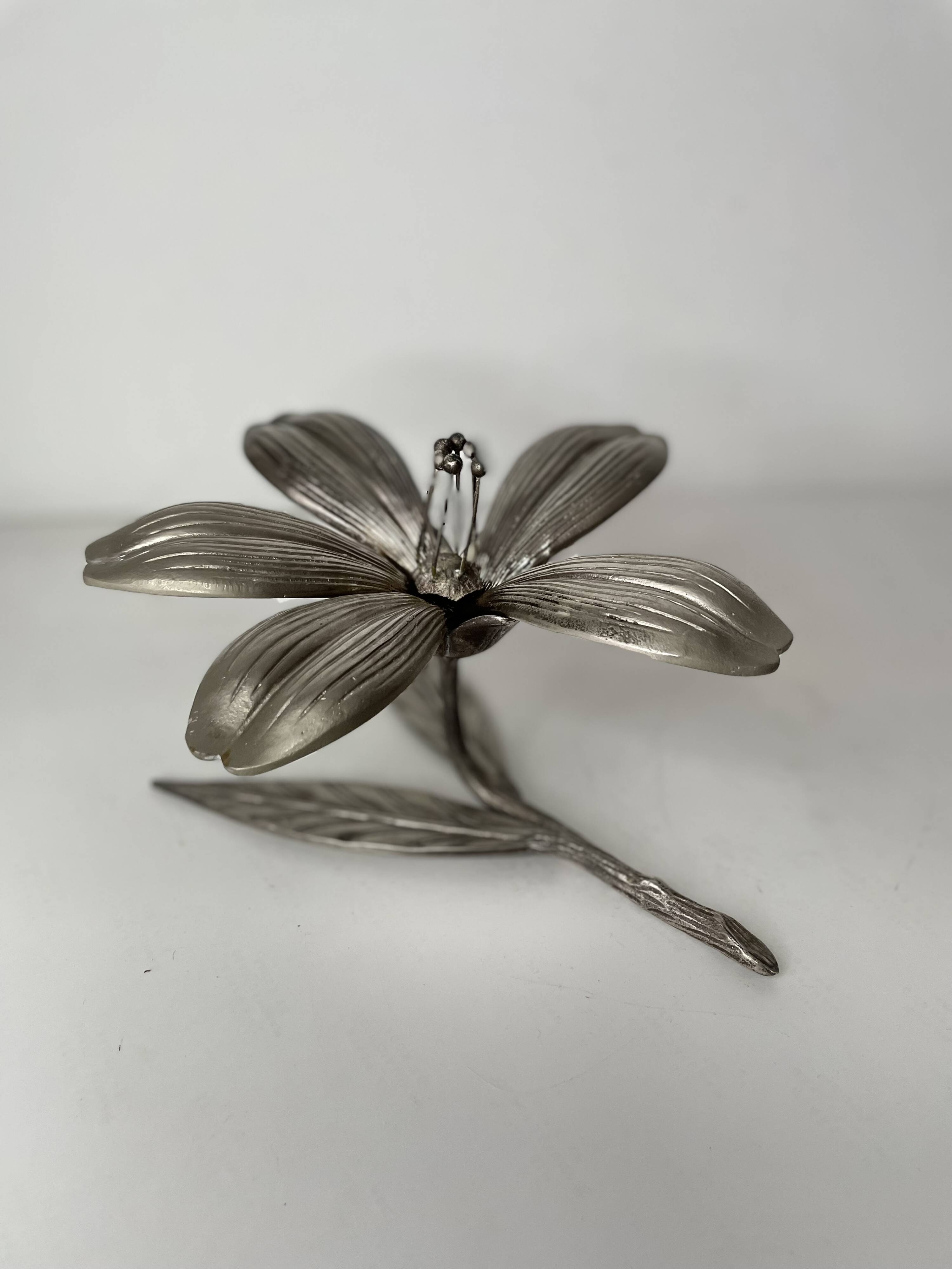 Silver pewter flower ashtray