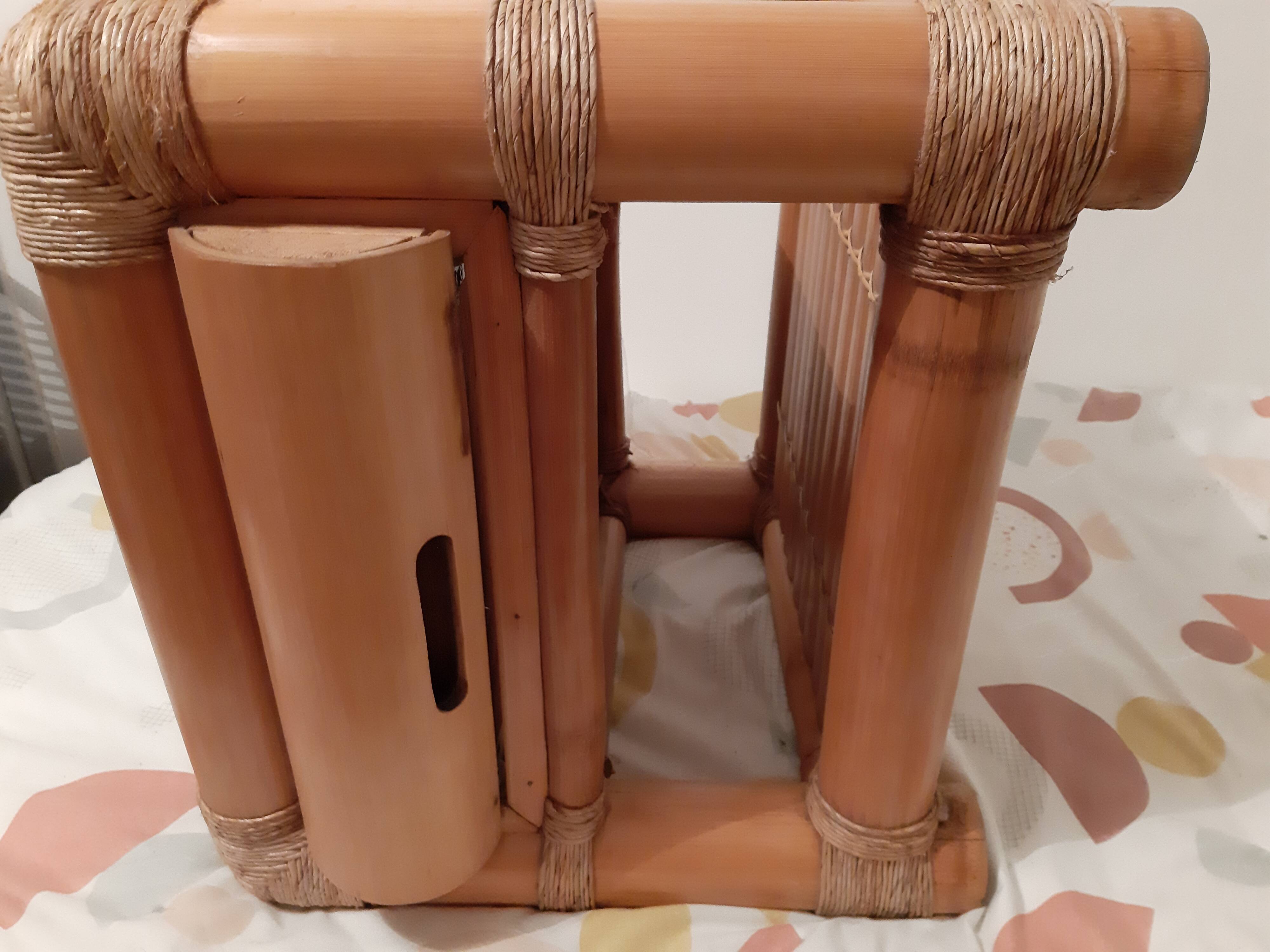 Vintage bamboo bedside table with drawer