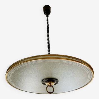 Glass and brass pendant light in the style of Pietro Chiesa, Italy 1970s