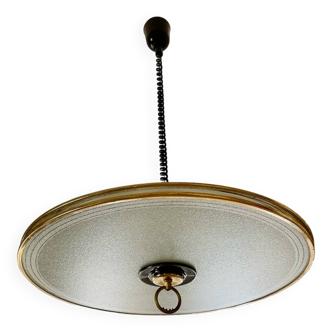 Glass and brass pendant light in the style of Pietro Chiesa, Italy 1970s