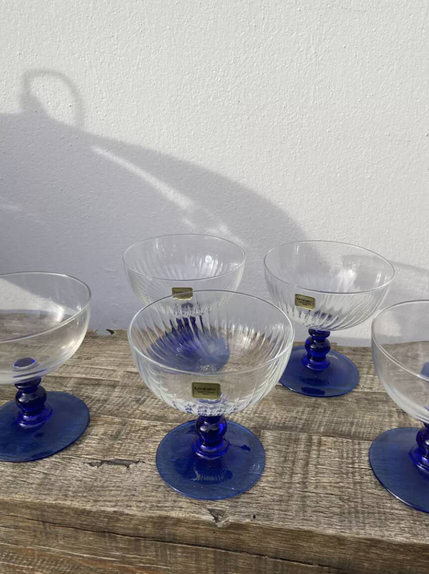 6 80s glass cups