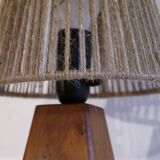 Scandinavian lamp in wood and rope, 1960